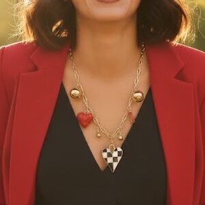 Gold and Red Heart Pendant Necklace